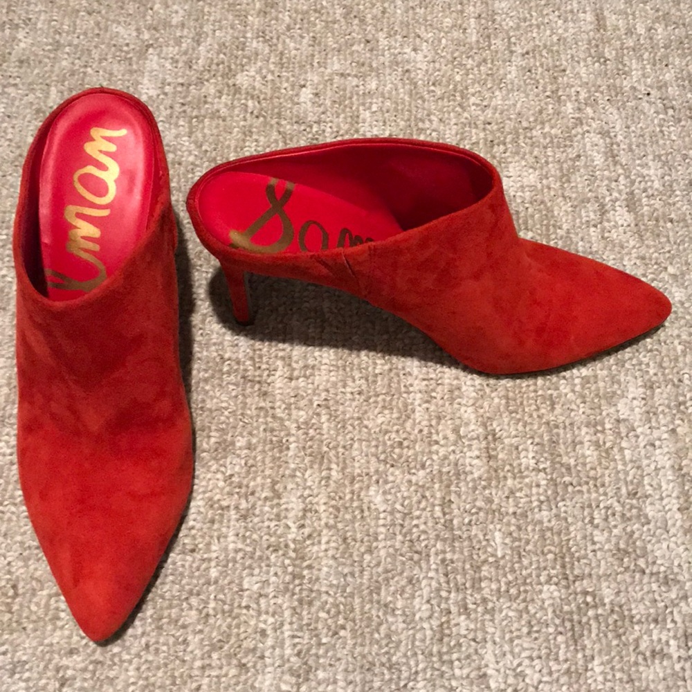 Sam Edelman red heel mules